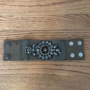 Alice + Olivia Jewelled Leather Cuff Bracelet